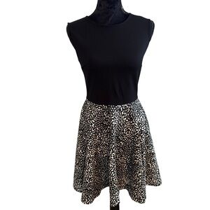 Diane Von Furstenberg Black and Cream Jeanine Fit to Flare Cocktail Skater Dress